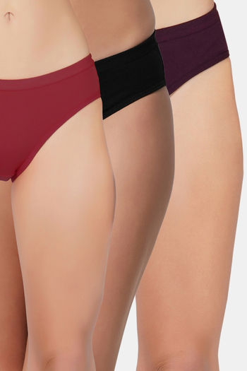 Buy Bleeding Heart Medium Rise Full Coverage Bikini Panty (Pack of 3) - Multicolor